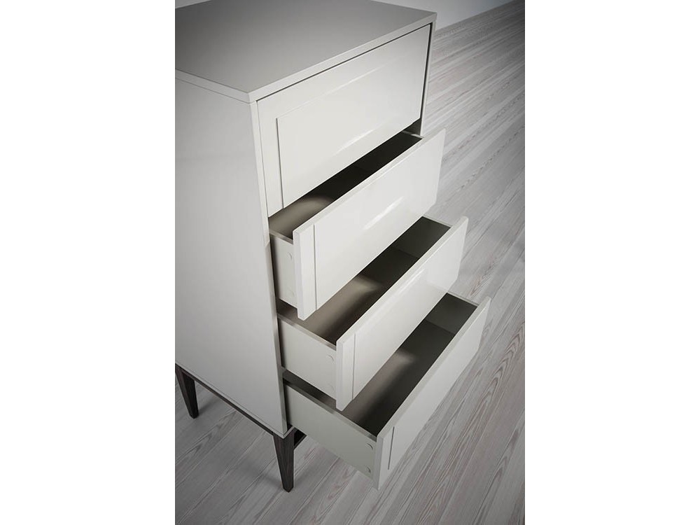 Sifonier con cuatro cajones lacado en tono niebla con pies chapados en nogal 7036 de Ángel Cerdá