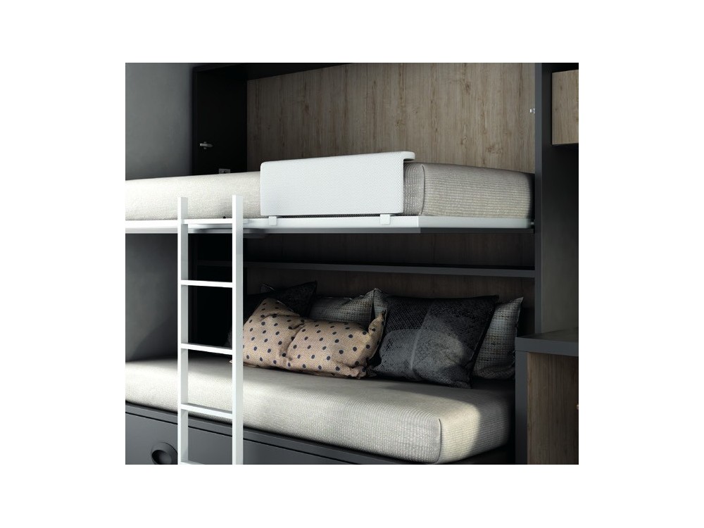 Dormitorio juvenil con litera con cama nido y cama superior abatible QB de Tegar en Mobel 6000