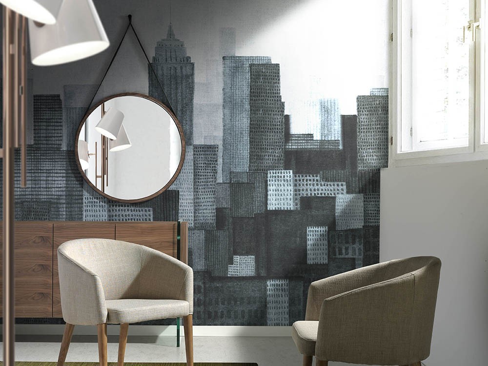 Espejo de pared redondo con marco chapa nogal 3038 de Ángel Cerdá en Mobel 6000