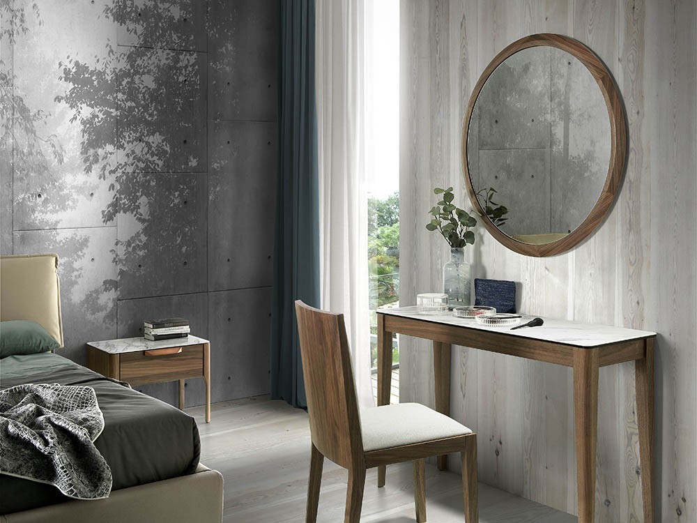 Espejo redondo chapado en nogal Ángel Cerdá 3084 Harmony en Mobel 6000