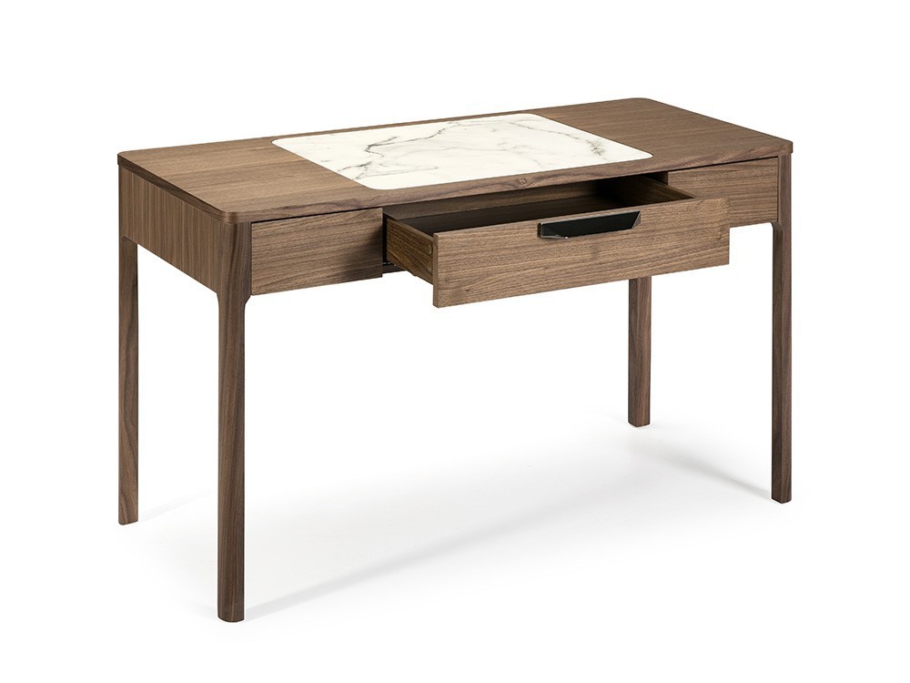 Escritorio chapado en nogal con detalle porcelánico en la tapa Ángel Cerdá 7043 en Mobel 6000