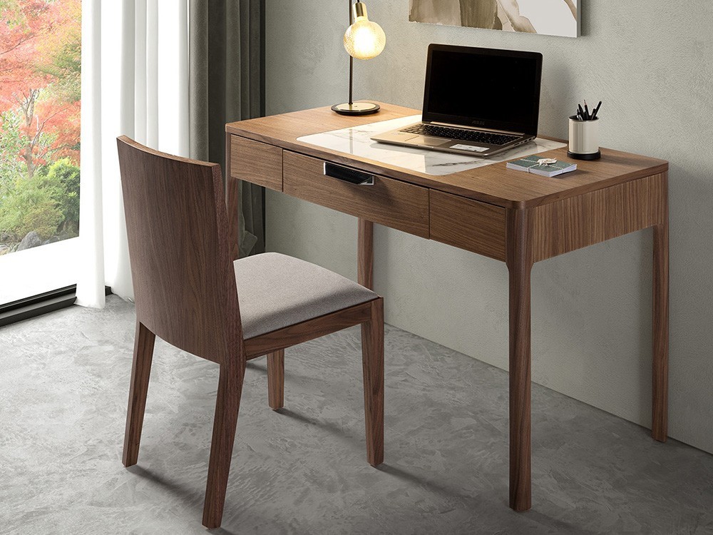 Escritorio chapado en nogal con detalle porcelánico en la tapa Ángel Cerdá 7043 en Mobel 6000