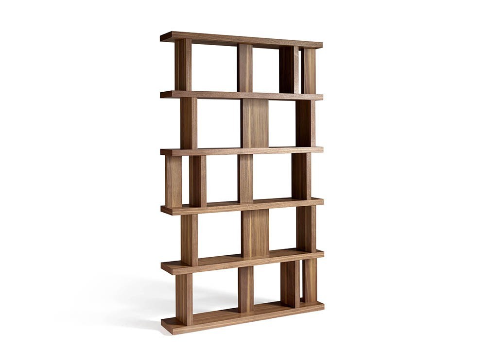 Librería chapada en nogal natural de diseño moderno 3023 Harmony de Ángel Cerdá en Mobel 6000