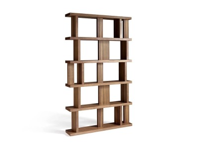 Librería chapada en nogal natural de diseño moderno 3023 Harmony de Ángel Cerdá en Mobel 6000