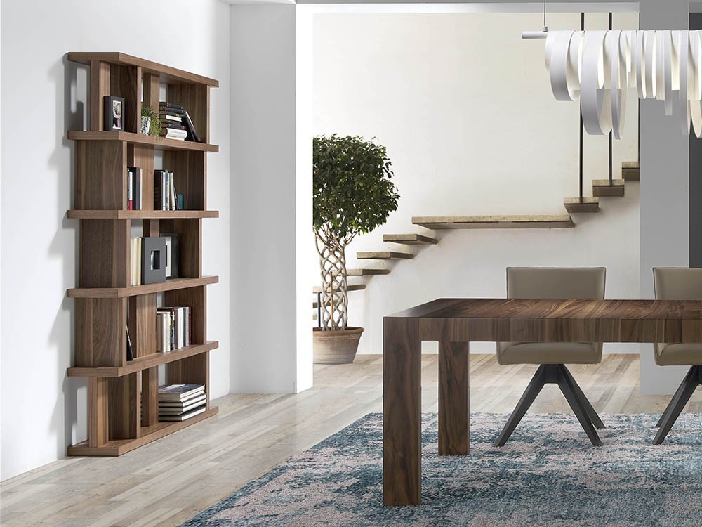 Librería chapada en nogal natural de diseño moderno 3023 Harmony de Ángel Cerdá en Mobel 6000