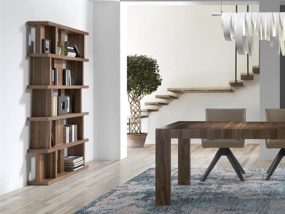 Librería chapada en nogal natural de diseño moderno 3023 Harmony de Ángel Cerdá en Mobel 6000
