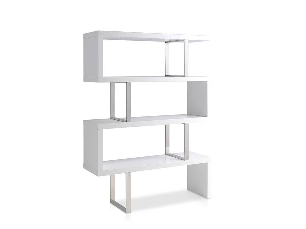 Libreria abierta lacada en blanco con estructura de acero cromado 3026 de Ángel Cerdá Harmony