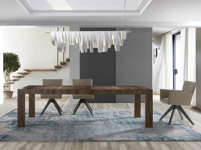 Mesa de comedor extensible de dm chapado en nogal natural 1012 de Ángel Cerdá en Mobel 6000