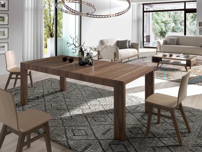 Mesa de comedor extensible de dm chapado en nogal natural 1012 de Ángel Cerdá en Mobel 6000