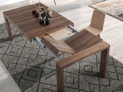 Mesa de comedor extensible de dm chapado en nogal natural 1012 de Ángel Cerdá en Mobel 6000