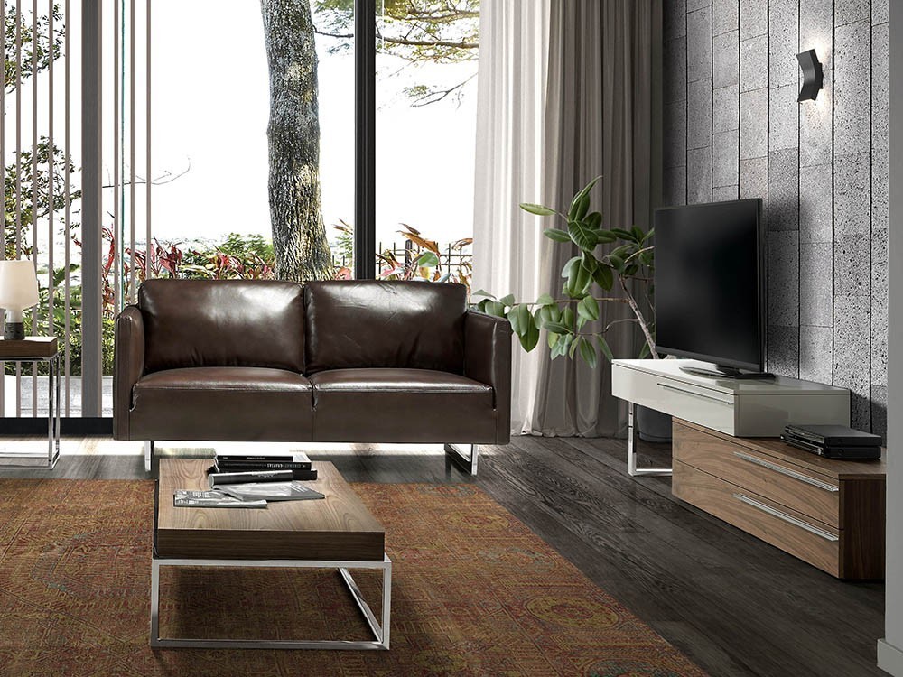 Mueble de televisión chapado en nogal y lacado 3081 Ángel Cerdá Harmony