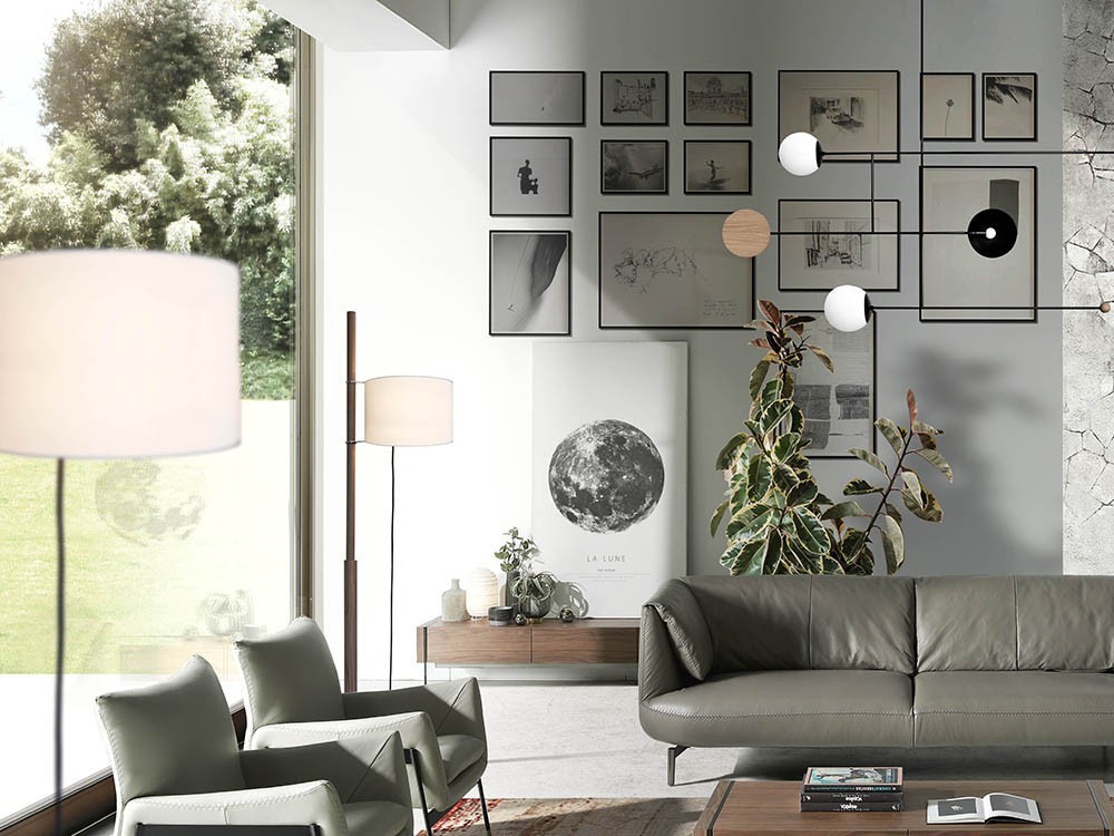 Mueble de televisión chapado en nogal con laterales de cristal templado 3085 Ángel Cerdá Harmony