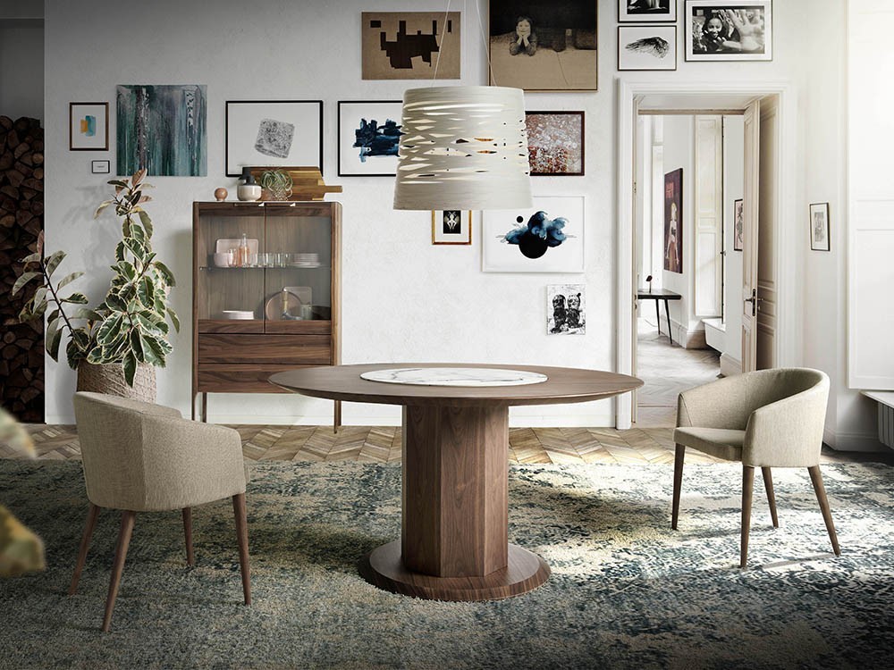 Silla de diseño con estructura de madera y asiento tapizado en textil 4007 Harmony de Ángel Cerdá