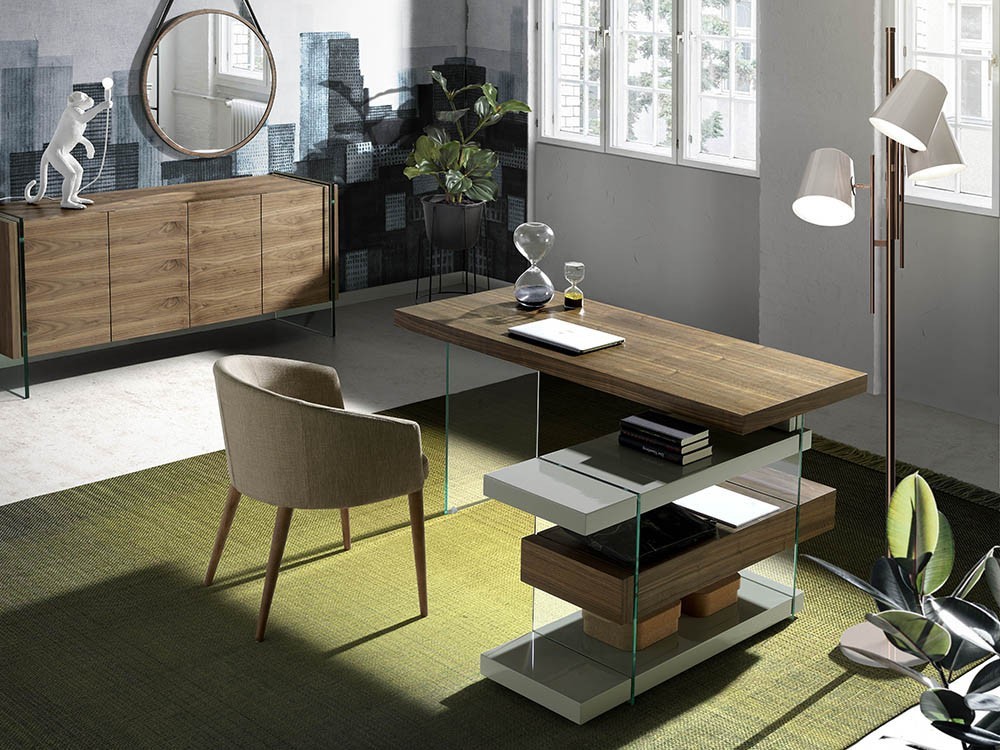 Silla de diseño con estructura de madera y asiento tapizado en textil 4007 Harmony de Ángel Cerdá