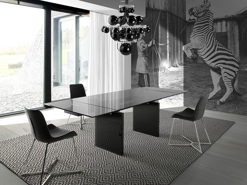 Silla de diseño con pies de acero cromado y asiento tapizado en textil 4009 Harmony de Ángel Cerdá