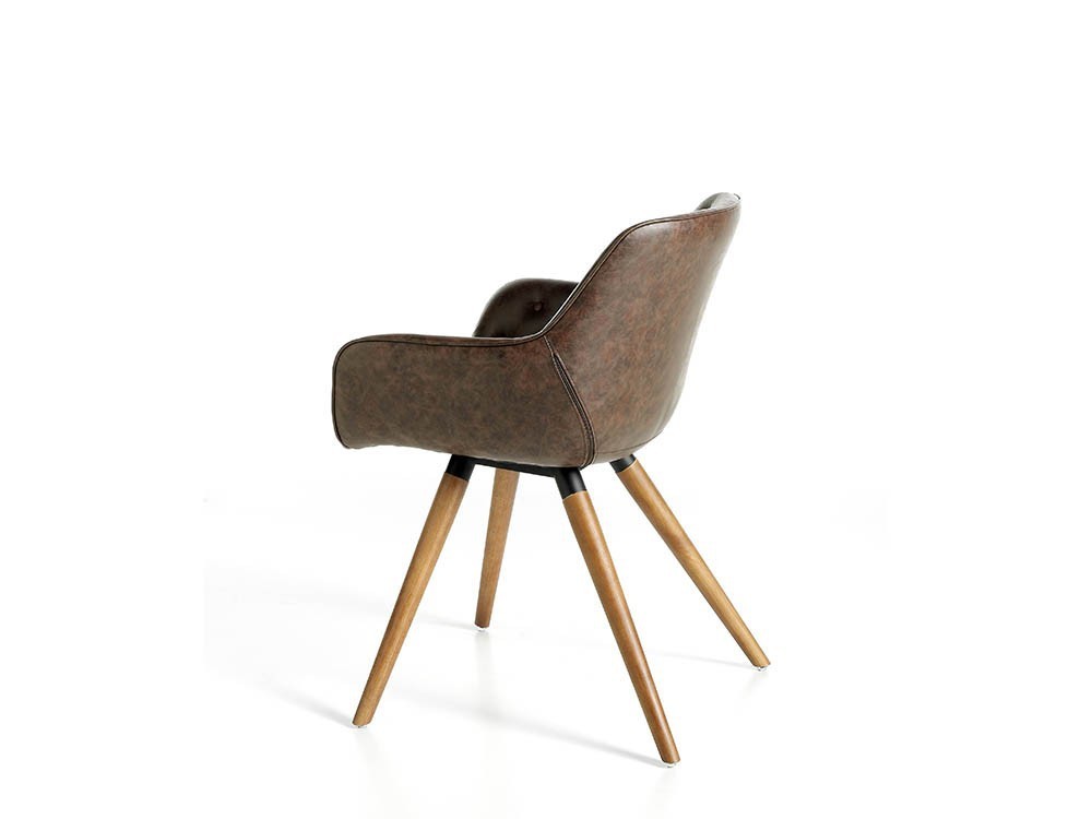 Silla de madera de fresno con brazos  tapizada en piel sintética 4073 de Ángel Cerdá Harmony