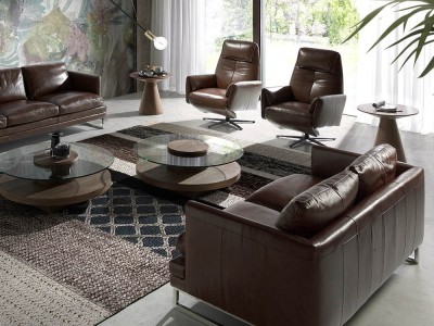 Sillón giratorio tapizado en piel con mecanismo relax 5056 Ángel Cerdá