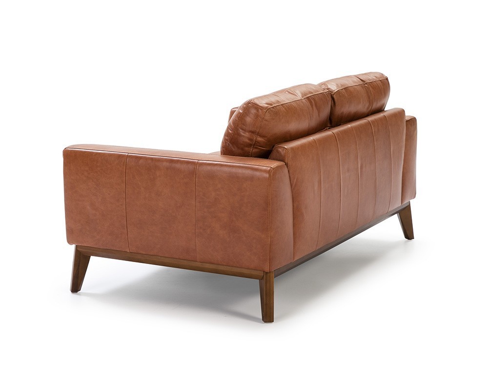 Sofá de 2 plazas tapizado en piel con base de madera color nogal 6046 Ángel Cerdá Harmony