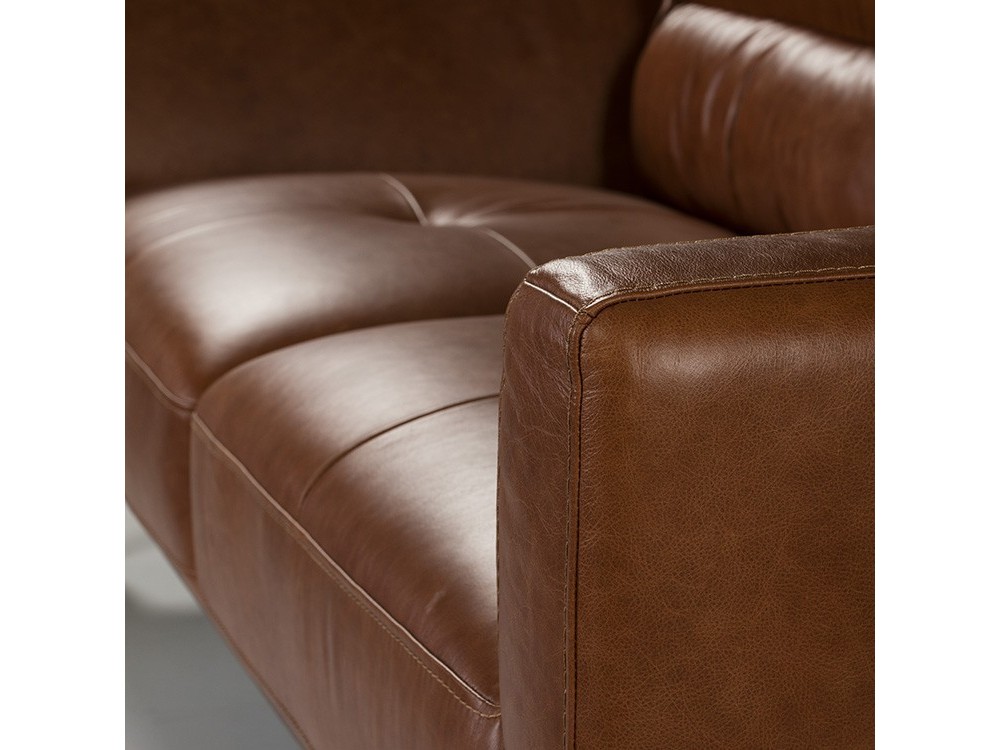 Sofá de 2 plazas tapizado en piel con base de madera color nogal 6046 Ángel Cerdá Harmony