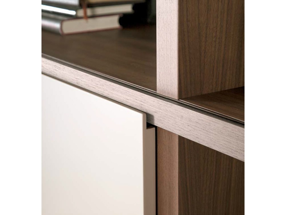 Mueble de salón en chapa nogal con puerta corredera Ios Time