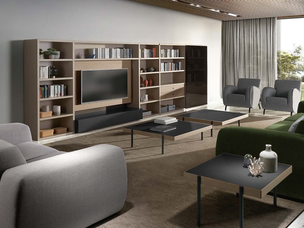 Mueble de salón con puerta corredera de cristal Ios Time