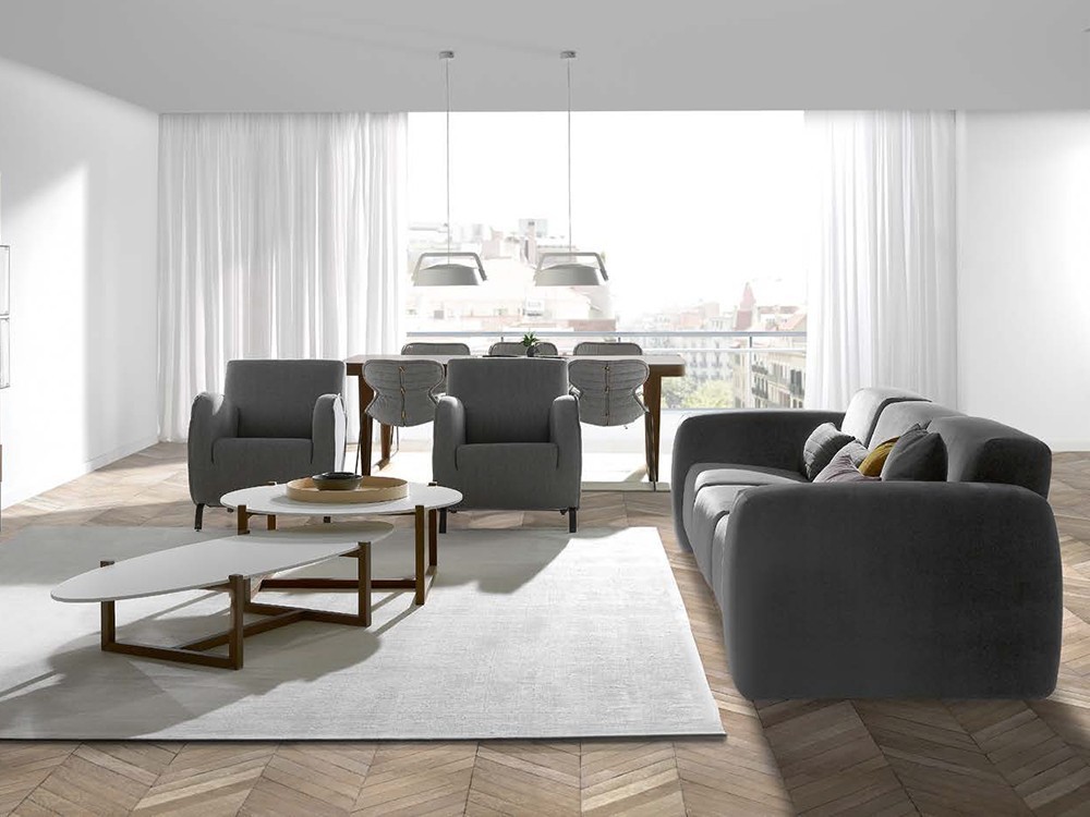 Mesa de centro redonda u ovalada de madera Lene Time