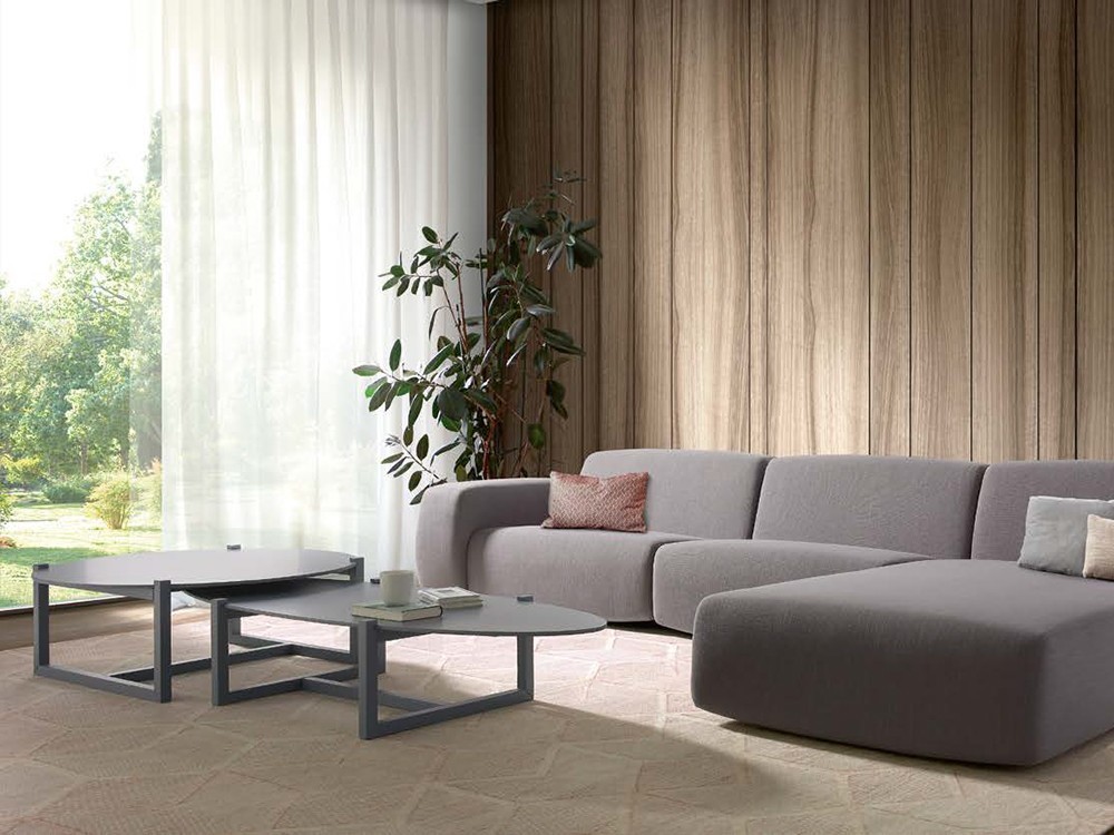 Mesa de centro redonda u ovalada de madera Lene Time