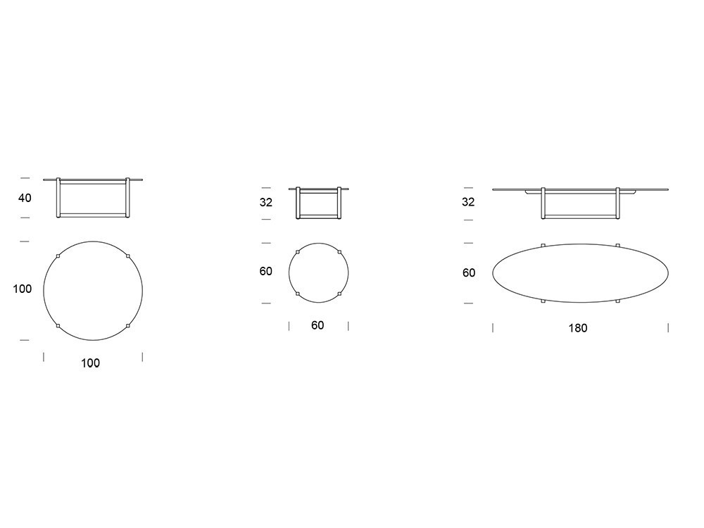 Mesa de centro redonda u ovalada de madera Lene Time