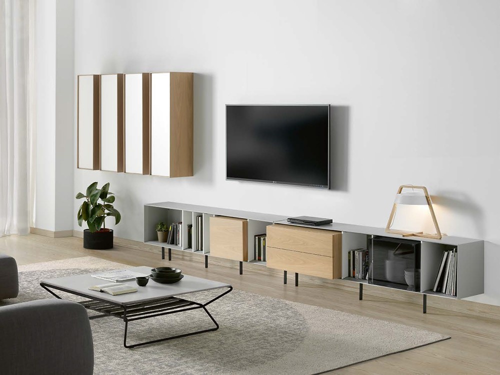 Mesa de centro de madera lacada y metal Nudos Time