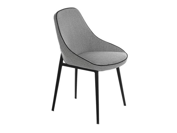 Silla tapizada en textil con pies de acero negro 4082