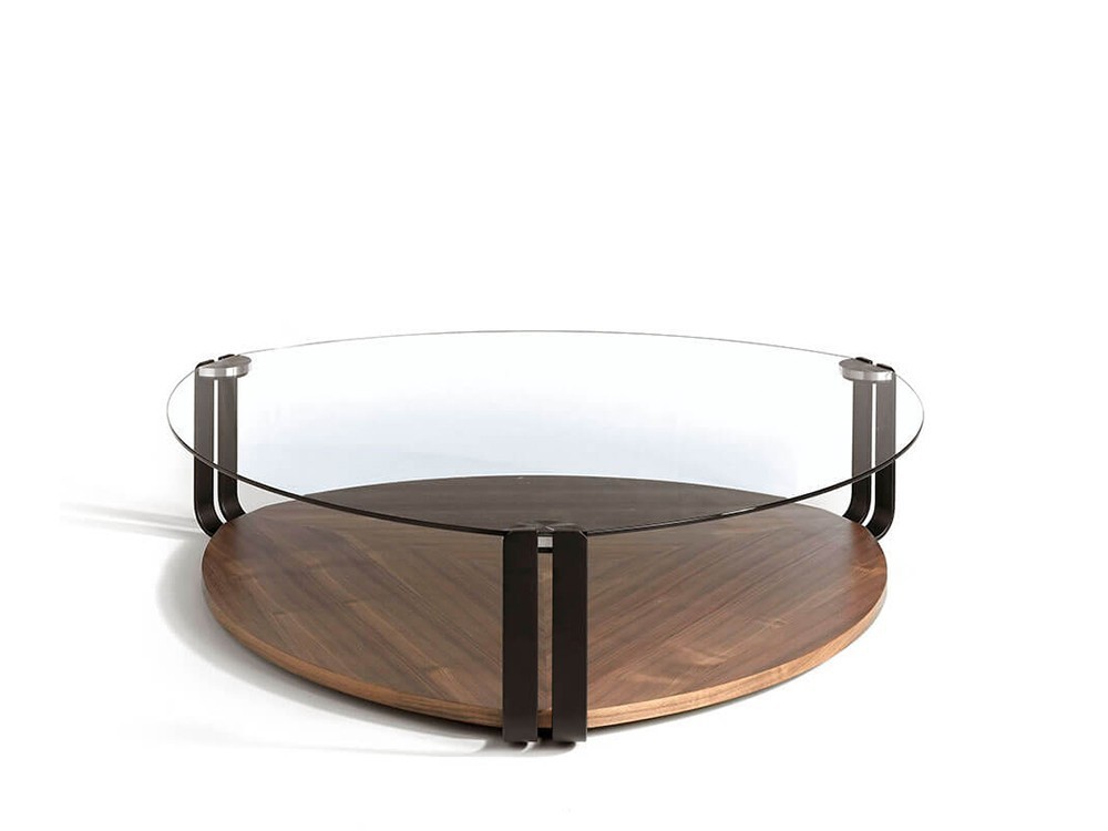 Mesa de centro de cristal templado y madera 2055 de Ángel Cerdá