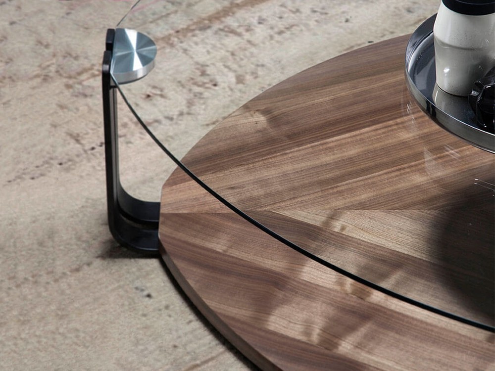Mesa de centro de cristal templado y madera 2055 de Ángel Cerdá
