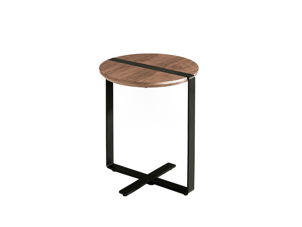 Mesa de auxiliar de chapa nogal y acero negro 2054 de Ángel Cerdá