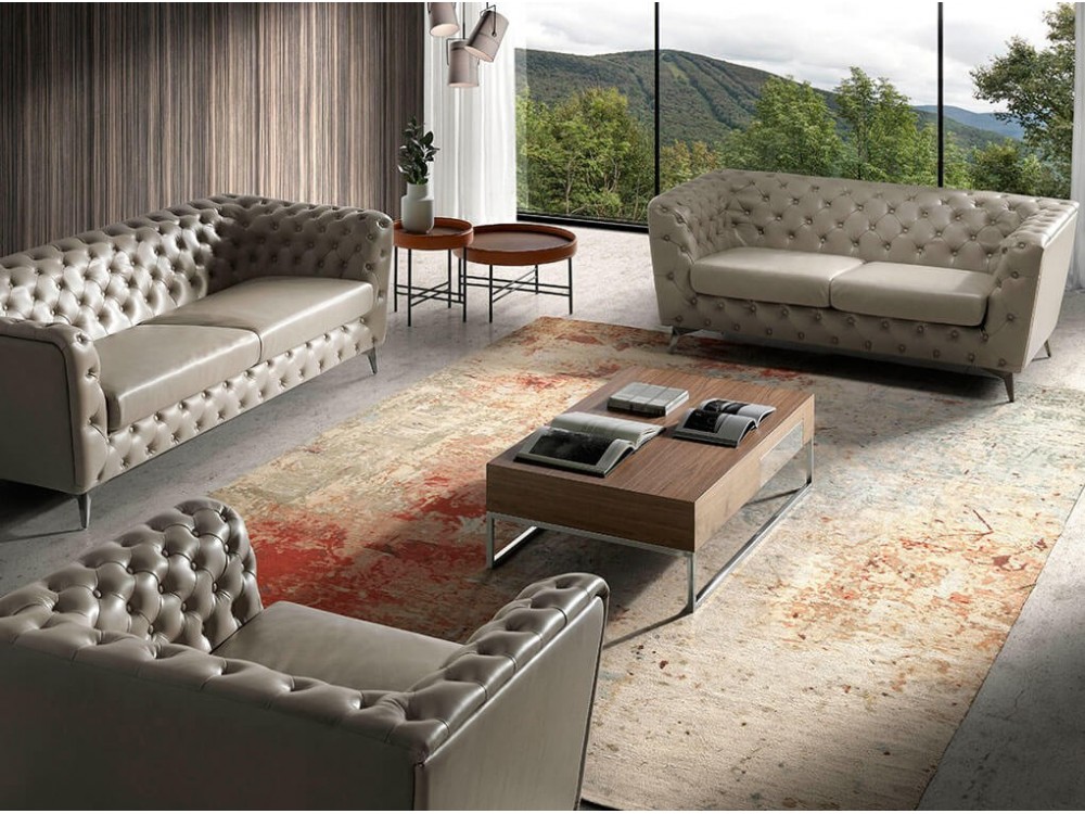 Mesa de centro chapa nogal y acero cromado 2057 de Ángel Cerdá