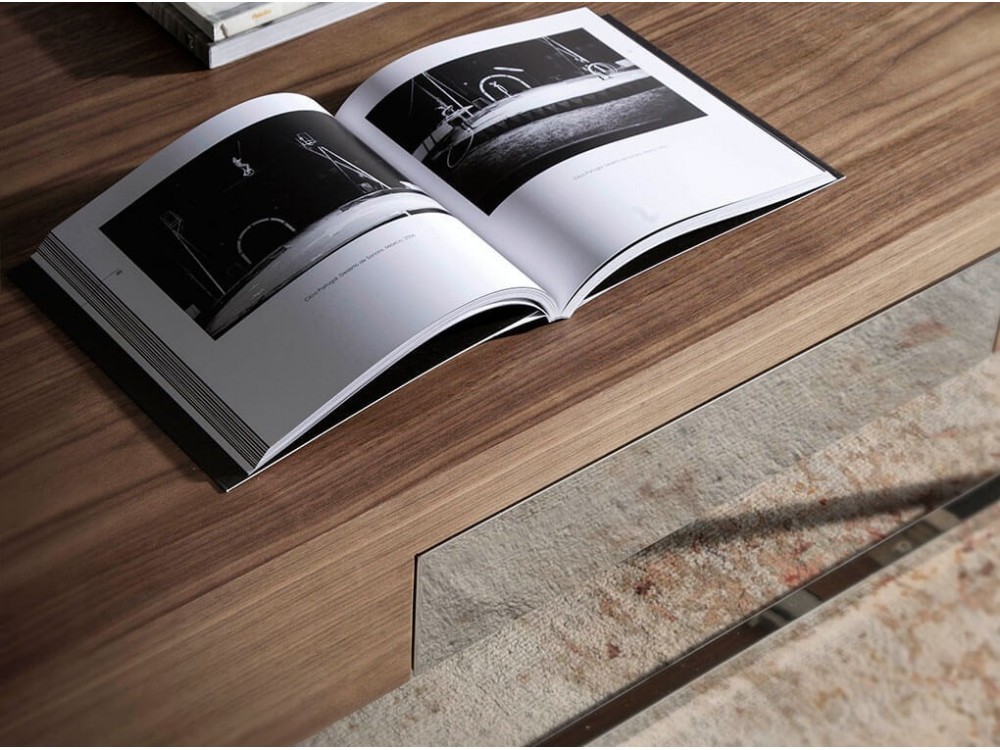 Mesa de centro chapa nogal y acero cromado 2057 de Ángel Cerdá