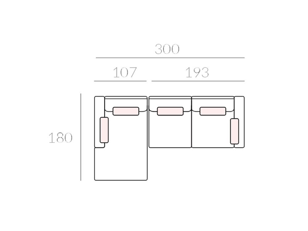 Sofá con chaiselongue tapizado en textil Mauro de Bobbio - 3