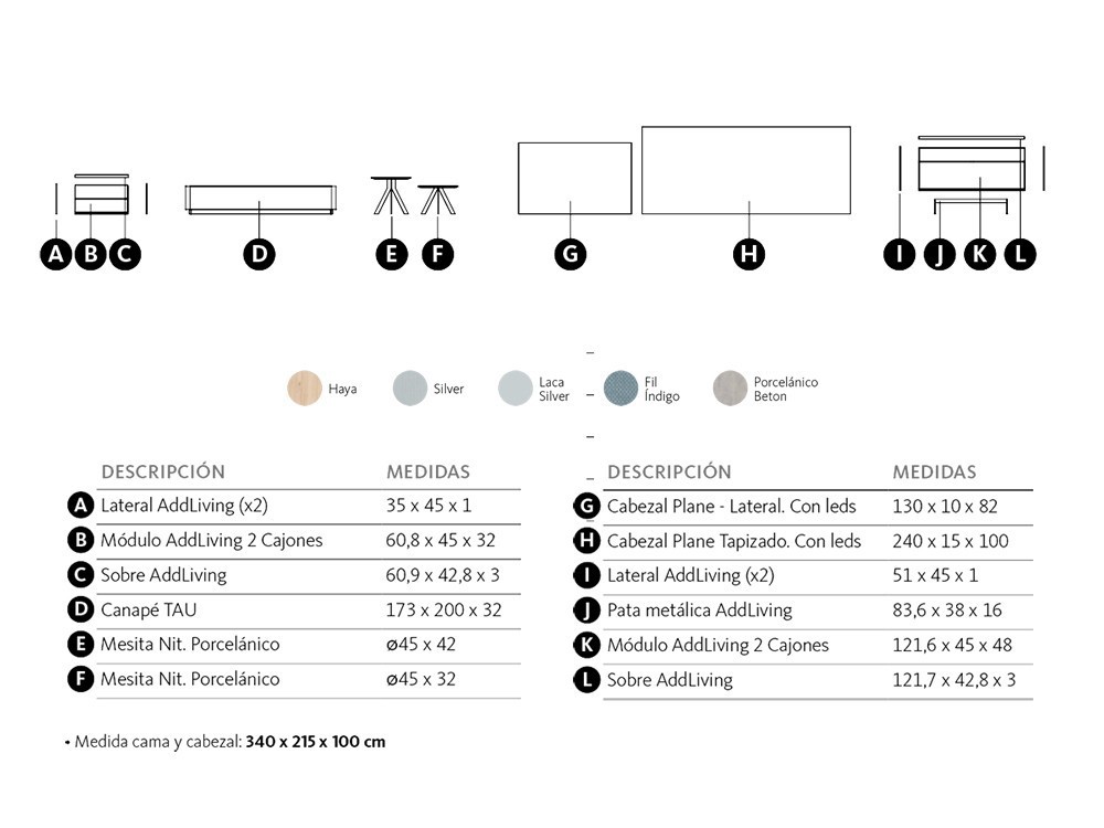 Dormitorio con cabecero modelo Plane tapizado en Fill pardo con lateral en moscato