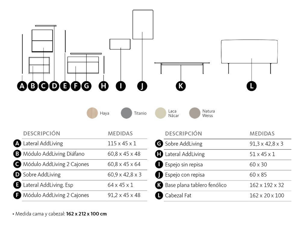 Dormitorio con cabecero modelo Flat tapizado en Natural Welness
