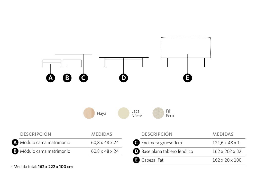 Dormitorio con cabecero modelo Flat tapizado en Natural Welness