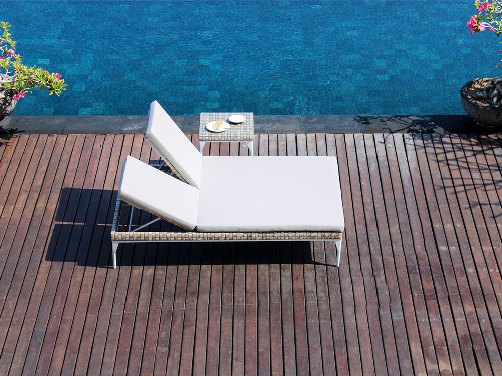 Tumbona doble de aluminio y fibra sintética con colchonestas tapizadas Brafta de Skyline - 6