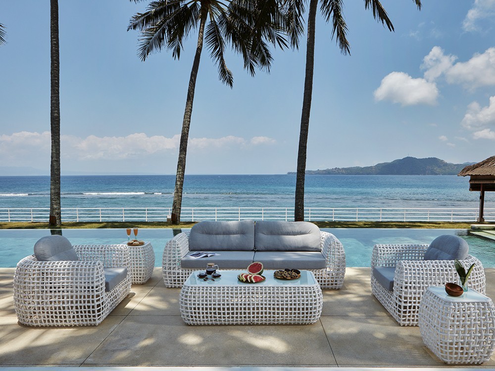 Mesa de centro de aluminio y fibra sintética con sobre porcelánico Dynasty de Skyline - 5