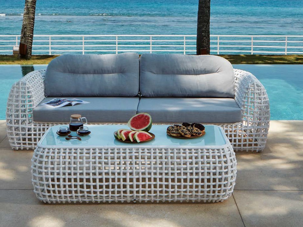 Mesa de centro de aluminio y fibra sintética con sobre porcelánico Dynasty de Skyline - 6