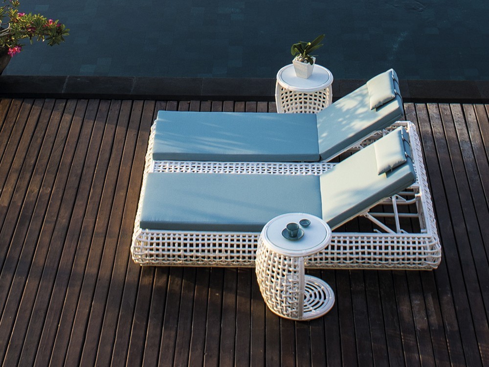 Tumbona doble de aluminio y fibra sintética trenzada con cojines tapizados Dynasty de Skyline - 3