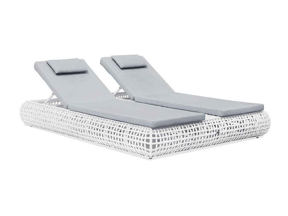 Tumbona doble de aluminio y fibra sintética trenzada con cojines tapizados Dynasty de Skyline - 2