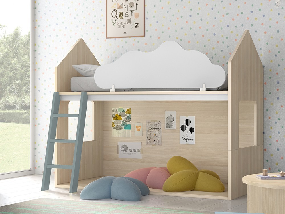 Litera casita Nordic con nube quitamiedos abatible Stay