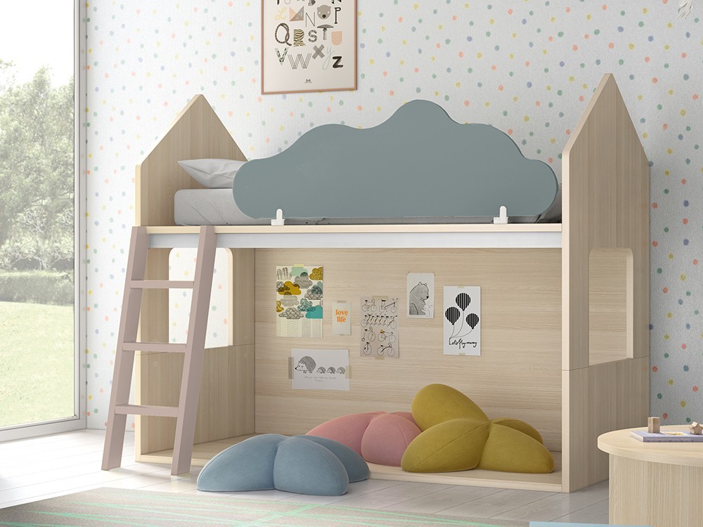 Litera casita Nordic con nube quitamiedos abatible Stay