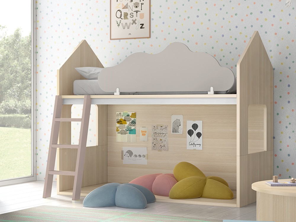 Litera casita Nordic con nube quitamiedos abatible Stay