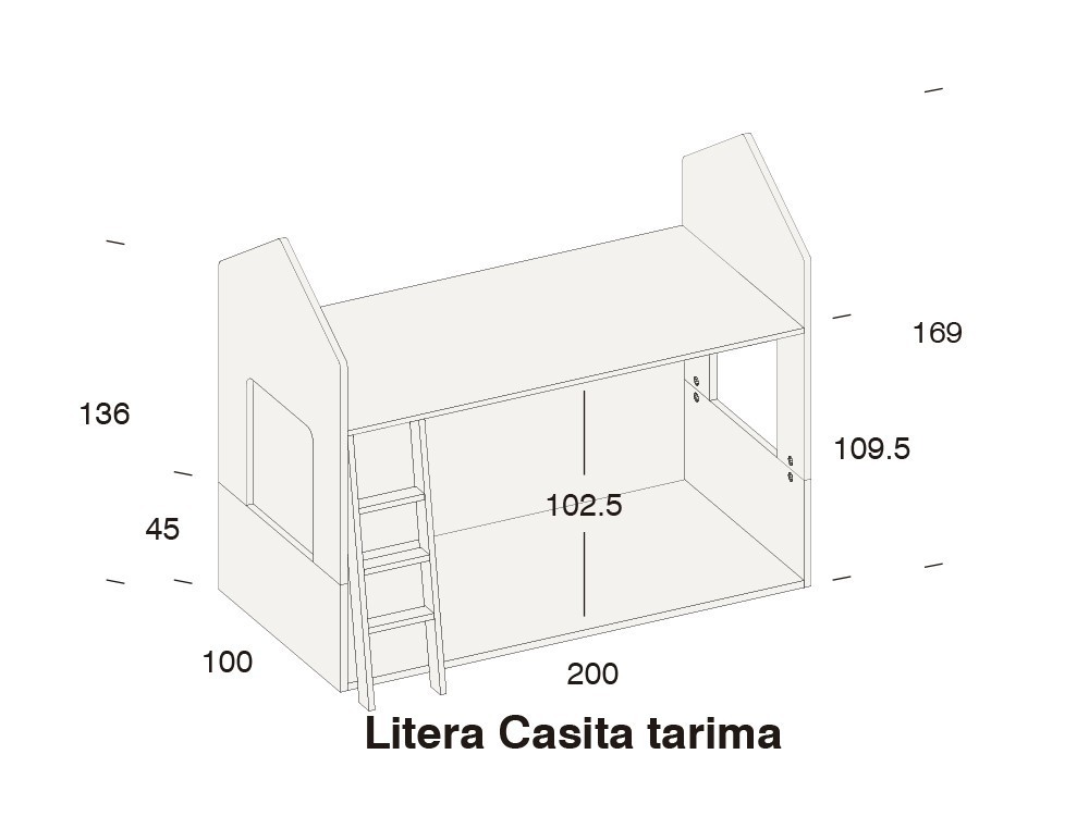 Litera casita Nordic con nube quitamiedos abatible Stay