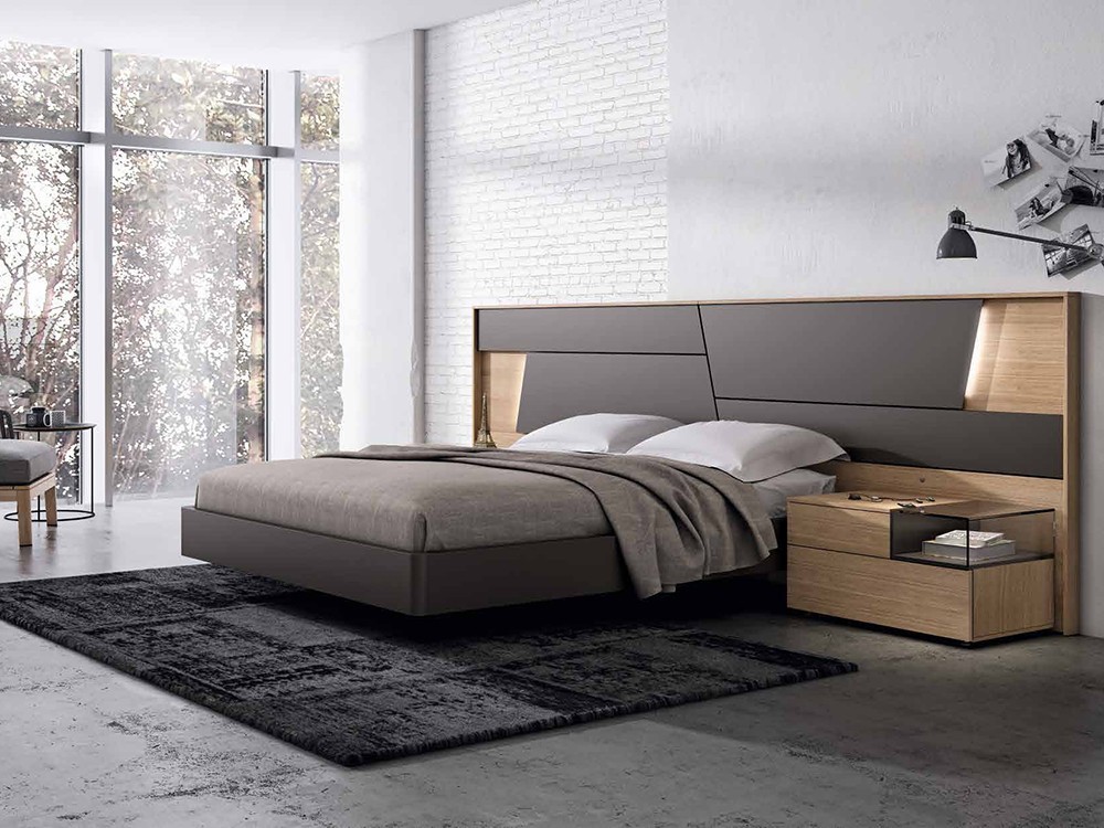 Dormitorio con estructura de cama con cabecero Collage Gráfika