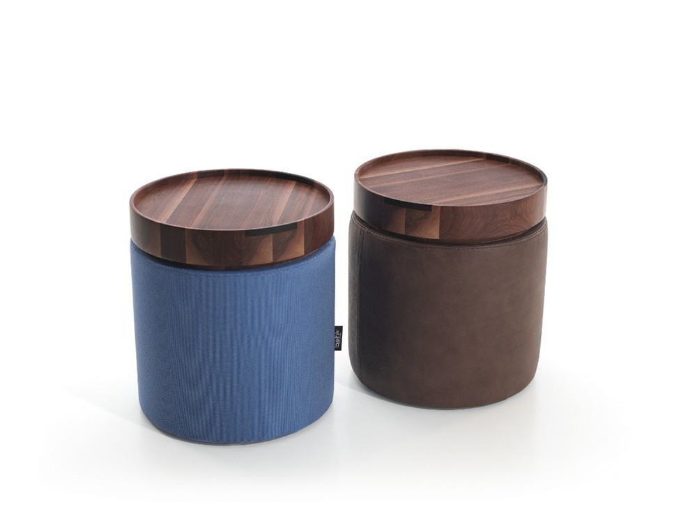 Mesa auxiliar tapizada en textil o piel Isen